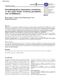 Osseointegration amputation prostheses on the upper limbs: methods, prosthetics and rehabilitation